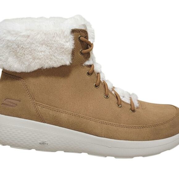 Skechers Women On the Go Winter Chill Ankle Boots Chestnut Suede - Picture 2 of 8